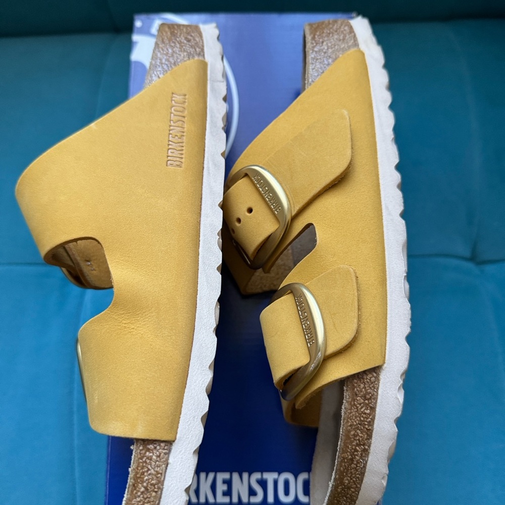 Birkenstock Kids Sandals in Mustard Yellow - Picture 3 of 5
